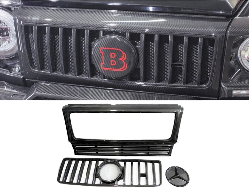 Carbon Fiber Front Grill W463 to W463A for Mercedes-Benz G-Wagon 3pcs Set